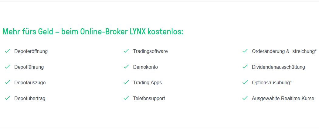 LYNX Broker Konto und Depot Gebühren